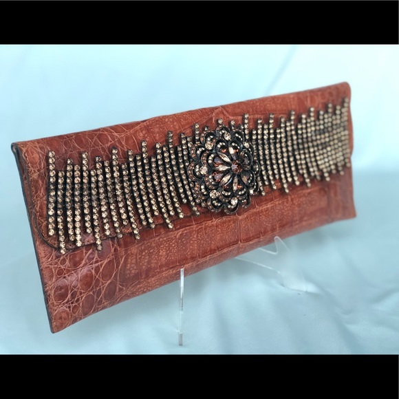 Real alligator clutch with crystals - Picture 2 of 3